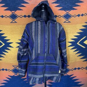 Vintage 1990’s Molina Baja Zip Up Hooded Jacket.  Pockets. M/L. Mexico.